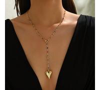 1 pezzo Collana vintage con ciondolo a forma di cuore oversize in cristallo acrilico e oro, catena grossa da donna in stile barocco con pietre colorate geometriche, gioiello da indossare tutti i giorn