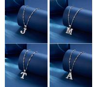 1 Pezzo Collane Pendenti Con Pattern Di Lettere Inglesi Argentate Per Ragazzi E Ragazze, Regalo Perfetto Per Gioielli Da Figlia E Figlio Adolescente UN,B,C,D,E,F,G,H,I,J,K,L,M,N,O,P,Q,R,S,T,U,V,W,X,Y,