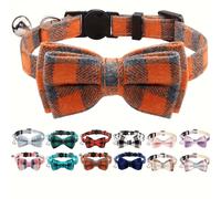 1 pezzo Collare alla moda per gatti con fiocco a quadri - Regolabile e comodo, accessorio di moda durevole per il tuo gatto Rosso,Giallo,Azzurro,Blu,Verde,Arancia,Rosa rossa,Colore rosa,Marrone chiaro