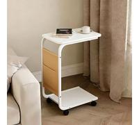 1 pezzo Comodino moderno minimalista a forma di C con borsa portaoggetti, design salvaspazio e stabile, facile da riporre, realizzato in metallo durevole e legno massiccio, adatto come tavolino latera