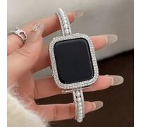1 pezzo Compatibile con Apple Watch Band, Bracciale elegante in metallo color rame con doppia di zirconi e perle, compatibile con Apple Watch 38/40/41/42/44/45/46/49mm, compatibile con Apple Watch Ser