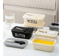 1 pezzo Contenitore ermetico per burro con coperchio & coltello per burro, contenitore multifunzione per burro, formaggio, miele, biscotti, accessorio compatto da appoggiare sul bancone per l'organizz