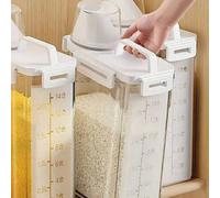 1 pezzo Contenitori per alimenti ermetici da 1,75L/2,5L/3L - Premium organizzazione dispensa da cucina per farina, riso, cereali | A prova di insetti e umidità, barattoli trasparenti impilabili con co