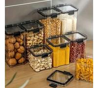 1 pezzo Contenitori per alimenti ermetici, set per dispensa, grande capacità per pasta, caramelle, barattoli con coperchi, per organizzare alimenti secchi in plastica in dispensa da cucina per cereali