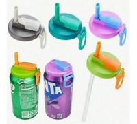 1 pezzo Coperchio riutilizzabile per lattine di bibite con cannuccia, adatto per bibite, bevande, succhi, forniture per feste grigio,verde,verde scuro,rosa rossa,2 pezzi/colore casuale,4 pezzi/4 color