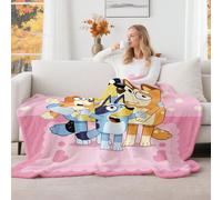1 pezzo Coperta Bluey - La prima scelta per la decorazione della stanza, super morbida, leggera, con motivo della famiglia Bluey, stampa a cartone animato, perfetta per la casa, un regalo quotidiano, 