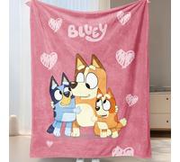 1 pezzo Coperta in flanella Bluey - La prima scelta per la decorazione della stanza, super morbida, leggera, con stampa a cartoni animati, Bluey che lascia andare il palloncino, la famiglia di Bluey, 