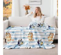 1 pezzo Coperta in flanella Bluey - La prima scelta per la decorazione della stanza, super morbida, leggera, con stampa a cartoni animati, Bluey che lascia andare il palloncino, Chef Bluey, perfetta p
