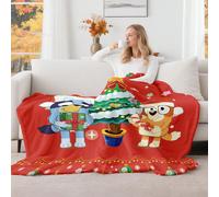 1 pezzo Coperta in flanella Bluey - La prima scelta per la decorazione della stanza, super morbida, leggera, con stampa a cartoni animati, perfetta per la casa, un regalo quotidiano, di compleanno per