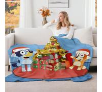 1 pezzo Coperta in flanella natalizia Bluey - La prima scelta per la decorazione della stanza, super morbida, leggera, con motivo colorato dell'albero di Natale, stampa a cartone animato, perfetta per