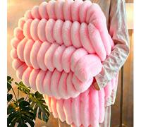 1 pezzo Coperta in morbido peluche a righe di colore unito, coperta multifunzionale per la decorazione della stanza, adatta per letto, divano, viaggio, ufficio, decorazione della camera da letto, deco