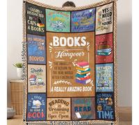 1 pezzo Coperta in peluche con grafica a tema "Questa è la mia coperta da lettura", libreria, albero e slogan, morbida e calda, adatta per dormitorio scolastico, per tutte le stagioni, utilizzabile in