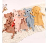 1 pezzo Coperta morbida per neonati con nome ricamato personalizzato, colori rosa/blu/giallo, ottimo regalo per bebè maschi e femmine Orso Grizz,Coniglietto rosa,Koala grigio-blu,Leone giallo,Elefante