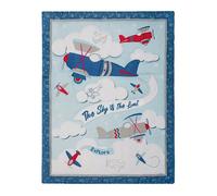 1 pezzo Coperta morbida stampata con aeroplani, adatta per tutte le stagioni, per la cameretta del bambino, con stampa di animali dell'oceano blu, coperta calda e morbida per divano, letto, culla, cop