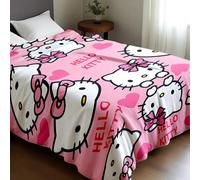 1 pezzo Coperta personalizzata a tema Hello Kitty, è possibile personalizzare il nome, con Hello Kitty come personaggio principale, abbinata a elementi a forma di cuore e fiocco, stile complessivament