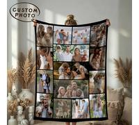 1 pezzo Coperta personalizzata con foto, Coperta ricordo personalizzata per letto, divano, interno ed esterno, lavabile, leggera e traspirante, regalo collage foto personalizzato, regalo per la festa 