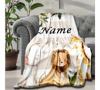 1 pezzo Coperta personalizzata con nome stampato: Disegni di animali carini - Coperta morbida e calda personalizzata per letto, divano, picnic e altro - Lavabile in tutte le stagioni, carino, personal