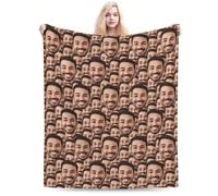 1 pezzo Coperta personalizzata in flanella per il letto, coperta divertente personalizzata con volto, coperta personalizzata come regalo di Natale, coperta con collage per il letto, coperta con volto
