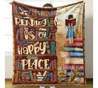 1 pezzo Coperta stampata "La lettura è il mio posto felice" - Super morbida, soffice, leggera, calda e versatile per divano, letto, sofà, viaggio, campeggio e decorazione domestica - Perfetto regalo d