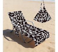 1 pezzo Copertura per sedia da spiaggia in microfibra con stampa leopardata e tasca, leggera e traspirante, ideale per viaggi e vacanze al mare, essenziale per il bordo piscina | Copertura stile estiv