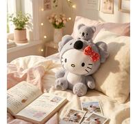 1 pezzo Coppia di giocattoli di peluche a tema koala madre e figlio, 25 cm, giocattolo da collezione per coccole, fiocco a pois rossi D R, ottimo per la decorazione della scrivania, l'arredamento dell