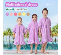 1 pezzo Copri-costume con cappuccio e chiusura lampo per ragazze, con maniche a palloncino e gonna, disponibile in varie taglie, in tessuto assorbente tipo asciugamano, adatto per bambine e bambini, o