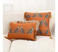 1 Pezzo Copridivano In Velluto Con Stampa Di Leopardo Con Frange E Dettagli Di Pizzo Senza Anima Del Cuscino, Adatto Per Divani, Camere Da Letto, Quattro Stagioni, Decorativa 45*45,30*50AnimaleTessuto
