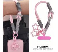 1 pezzo Cordino da polso con ciondolo a forma di stella, laccio da polso rimovibile e doppio uso con anello per il pollice, adatto per all'aperto, viaggi, escursioni, in materiale intrecciato durevole