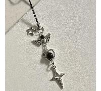 1 pezzo Cordino per cellulare con ciondolo di farfalla nera e decorazioni a stella per ragazze dolci Tagli UnicaABS