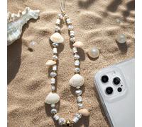 1 pezzo Cordino per telefono in stile boho con conchiglie e perle finte, accessorio estivo casual compatibile con Android e la maggior parte degli smartphone, regalo per madre, famiglia, amici, comple