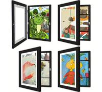 1 pezzo Cornice d'arte per bambini con opera d'arte sostituibile, cornice per esposizione di foto e disegni, regalo di Natale Album nero,Album bianco,Album fotografico in legnoAnimaleLegno