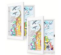 1 pezzo Cornice in legno da parete per bambini da 8/A4/A4 pollici, cornice trasparente moderna per la casa, cornice magnetica in legno apribile per conservare e esporre disegni, scarabocchi, premi e c