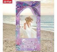1 pezzo Cornice per foto a tema sirena viola, realizzata in materiale di poliestere. È un articolo per feste di compleanno a tema sirena, una decorazione per feste subacquee, un accessorio fotografico