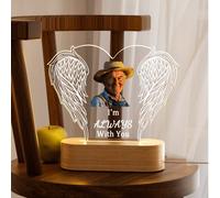 1 pezzo, Cornice portafoto memoriale per mamma e papà con luce notturna, targa memoriale con luce notturna, "Dio ti tiene tra le sue braccia", regalo di lutto unico per la perdita di mamma, papà, pare