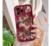 1 pezzo Cover per telefono con protezione antishock per obiettivo fotocamera, con supporto a forma di cuore e motivo a fiore di rosa, compatibile con iPhone 11 Pro Max/12 Pro Max/13 Pro Max/14 Pro Max