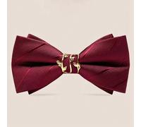 1 pezzo Cravatta a farfalla da uomo di forma ramificata in metallo, perfetta per lo sposo al matrimonio, per feste, come accessorio per abiti, cravatta a farfalla a righe rosso scuro, casual, adatta p