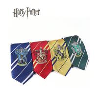 1 pezzo Cravatta di Harry Potter con licenza ufficiale, stile Hogwarts, Grifondoro, Serpeverde, Corvonero, Tassorosso, con nodo manuale, griglia a righe, accessorio di abbigliamento per film, stile co