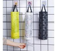 1 pezzo Creativo raccoglitore da parete per sacchetti, contenitore per la raccolta e l'organizzazione dei sacchetti di plastica in cucina, senza fori, per lo stoccaggio della spesa stampato nero,bianc