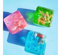 1 pezzo Cubo sensoriale a tema oceanico, decorato con conchiglie cartoni animati, pergamene, pesci e elementi di gelato, giocattolo sensoriale, palla morbida croccante, essenziale per le vacanze, gioc