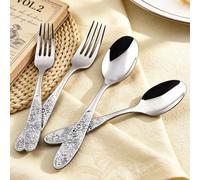 1 pezzo Cucchiaio da dessert, forchetta e cucchiaio da tavola con motivo a rilievo semplice - Utensili da cucina creativi che includono forchette, cucchiaini e cucchiai, perfetti per la ristorazione q