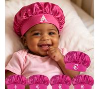 1 pezzo Cuffia da notte con motivo floreale e lettera per la protezione dei capelli dei bambini, cuffia da sonno regolabile adatta per bambine di 1-3 anni per il riposo quotidiano e l'uso notturno 6-1