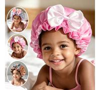 1 pezzo Cuffia in raso con grande fiocco per bambine, cuffia elastica da notte per la cura dei capelli ricci, uso quotidiano in camera da letto 3-6Y,2-4 anniPoliestere