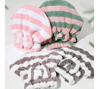 1 pezzo Cuffia per asciugare i capelli da principessa con estremità a farfalla, borsa super assorbente da donna, foulard, cuffia da doccia a righe, asciugatura rapida, asciugamano per capelli spesso C