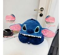 1 pezzo Cuscino da viaggio a forma di Stitch - Supporto per il collo a forma di U con cappuccio, morbido e leggero, cuscino multifunzionale per dormire in aereo con grandi occhi e orecchie rosa, lavab