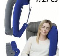 1 pezzo Cuscino da viaggio pieghevole, leggero e portatile, adatto per auto, aereo, crociera - Il primo cuscino da collo con cinturino per il braccio! Supporta testa, corpo e braccio, fornisce un supp