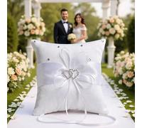 1 pezzo Cuscino portafedi da matrimonio con strass e supporto a forma di cuore per l'anello, adatto per cerimonie di matrimonio, feste e proposte di matrimonio 15 cm*15 cm,10 cm*10 cm,20 cm*20 cmPolie