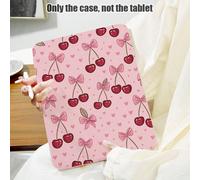 1 pezzo Custodia a libro in pelle PU con motivo a ciliegie e fiocco rosa, con supporto rotante a 360 gradi e slot per penna, funzione di sospensione/riattivazione automatica, compatibile con Samsung A