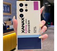 1 pezzo Custodia morbida in silicone di lusso, anti-impronta, anti-urto e anti-caduta, con design etichetta XANAX, compatibile con telefoni Android S26Ultra, S25Ultra, S24Ultra, S23Ultra, S22Ultra, A3
