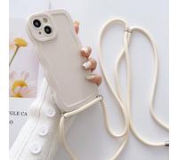 1 pezzo Custodia morbida in TPU con bordo ondulato bianco + 1 pezzo Cordino retrattile in nylon, compatibile con iPhone 17/17 Air/17 Pro/17 Pro Max/16/16 Pro/16 Plus/16 Pro Max/15/14/13/12/11, custodi