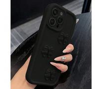 1 Pezzo Custodia nera opaca per telefono con decorazione a fiocco 3D, cover protettiva con protezione per lobiettivo della fotocamera, alla moda e anti-caduta, compatibile con , OPPO, VIVO, Honor, Gal